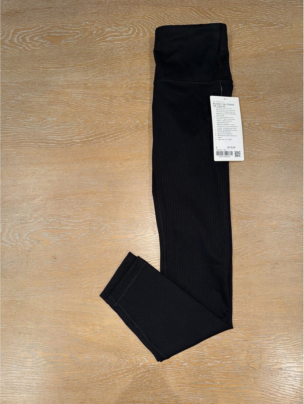 Lululemon Wunder Train High-Rise Ribbed Tight 25" SIZE 2 Black NWT